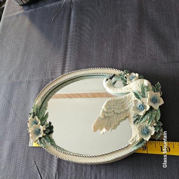 SOLD - Innovation Royal Serenity Vintage Swan and Floral Coasters & Mirror - Picture 14 of 16